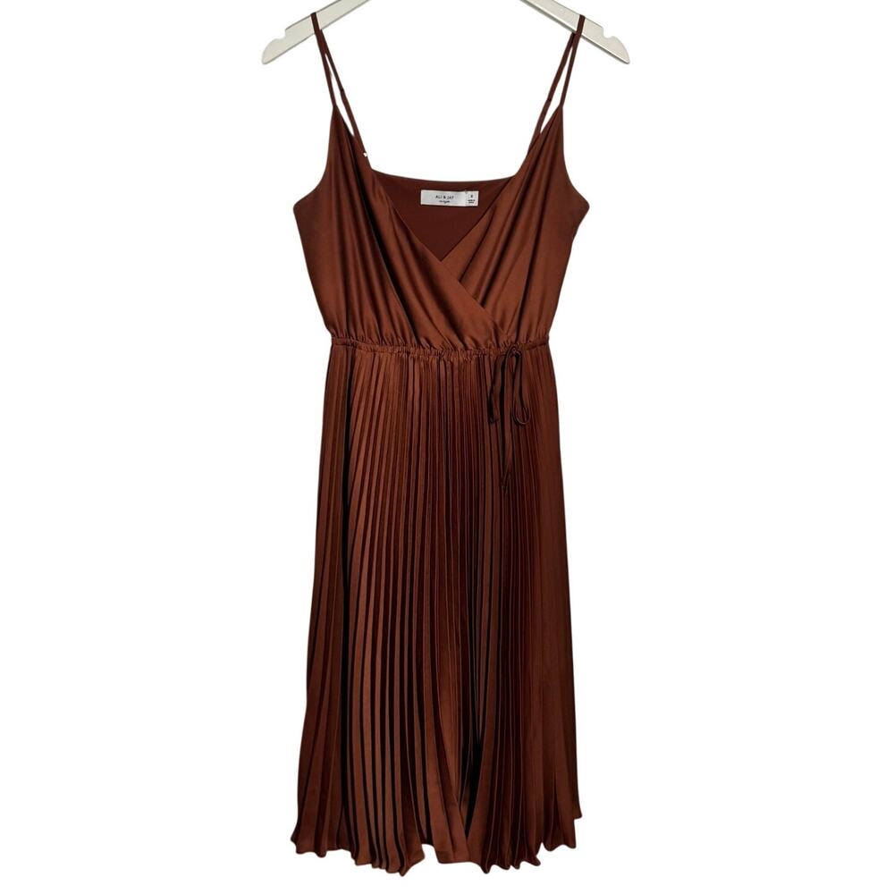 Ali & Jay Pleated Knee Length Dress Women S Chocolate Brown Wedding Guest Minima